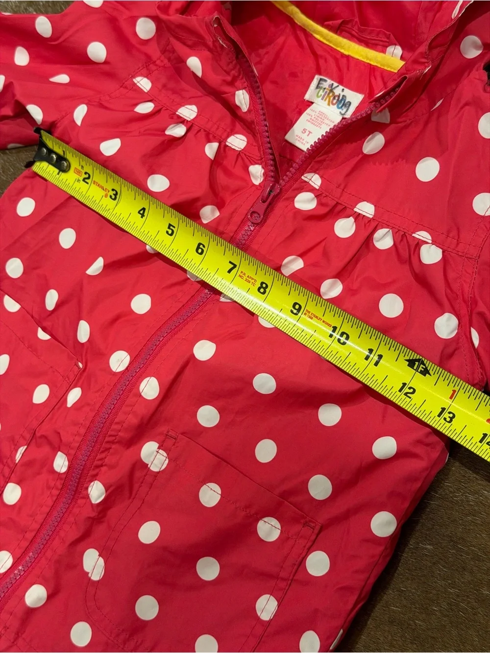 Circo Size 5T Pink Polka Dot Hooded Raincoat